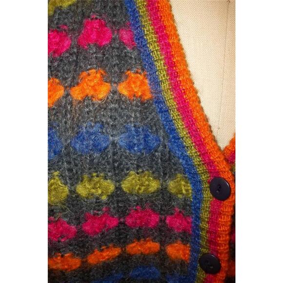 Mexx Gray & Multi-colored Mohair Blend Button Front Cropped Cardigan Sweater M - Picture 6 of 8